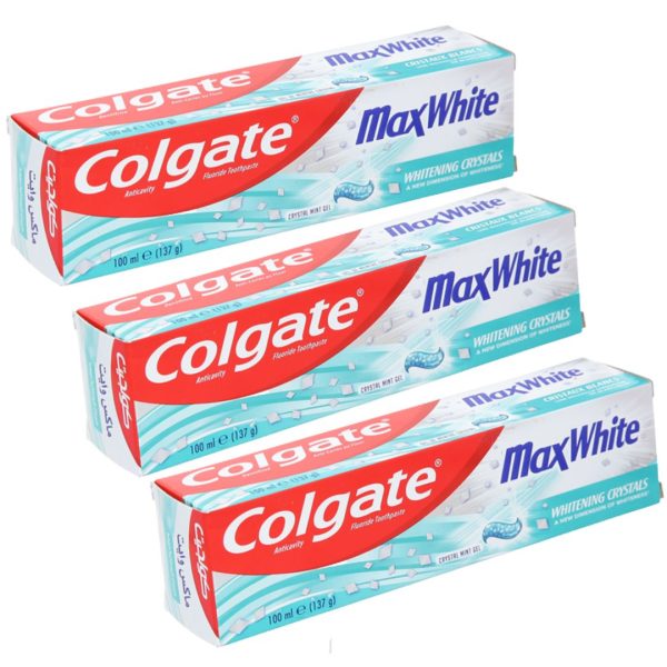 Colgate MaxWhite Whitening Crystals Toothpaste, 3 x 100ml