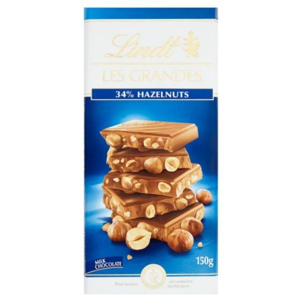 Lindt Les Grandes 34% Hazelnuts Milk Chocolate, 150g