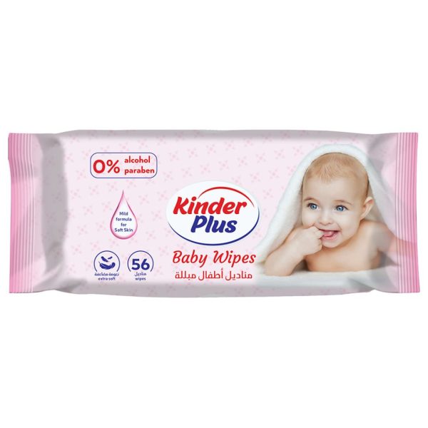 Kinder Plus Baby Wipes Mild Formula for Soft Skin, 56 wipes