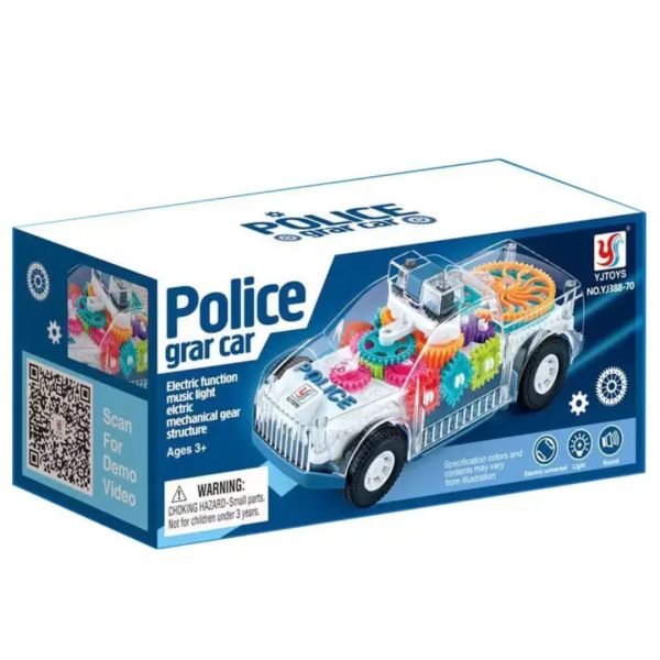 Toddler Police Car Electric Car Toy Driving Transparent Gear Music Lamp Kids Gift