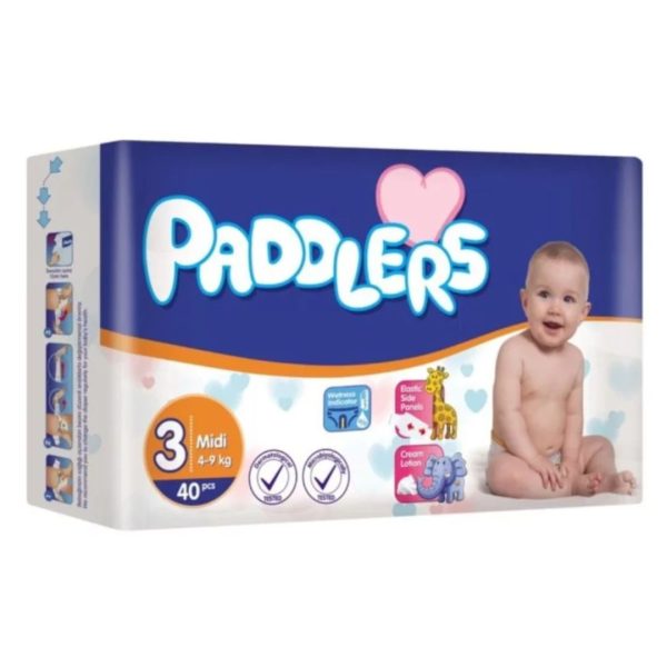 Paddlers Diapers Midi ,4-9 Kg, Size 3, 40Pcs