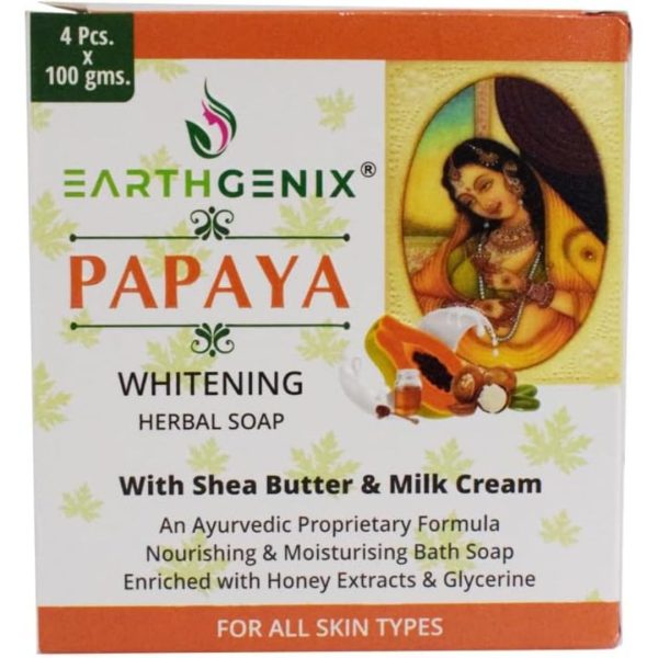 Earthgenix Papaya Whitening Herbal Soap, 100g x4