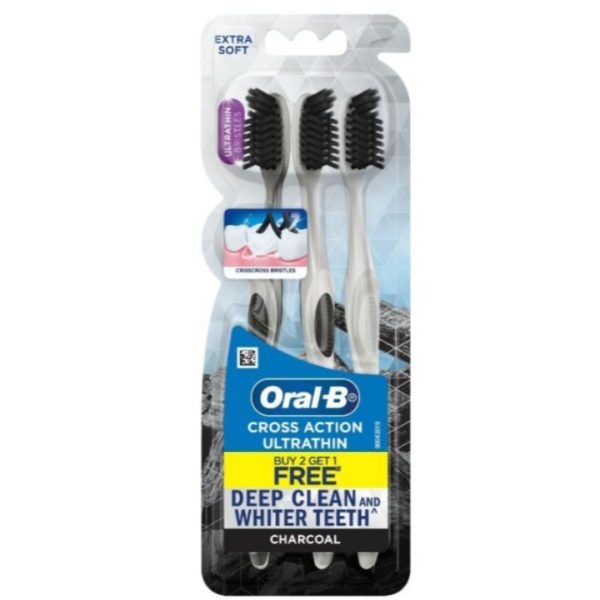 Oral-B Cross Action Ultrathin Charcoal Extra Soft, 3pc