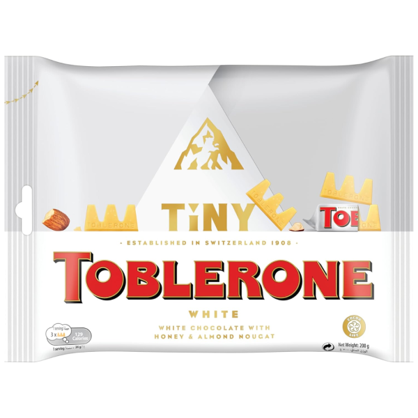 Toblerone Tiny White, White Chocolate with Honey and Almond Nougat 200g