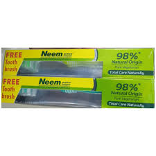 Neem Natural Origin Total Care Naturally with Free Toothbrush, 2x150g