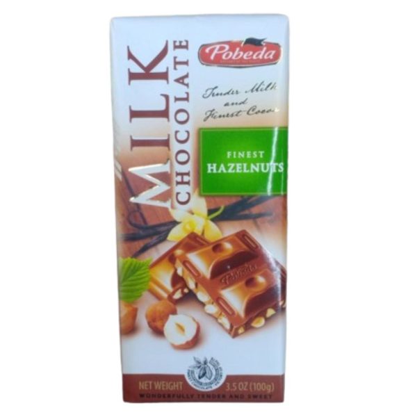 Pobeda Milk Chocolate Finest Hazelnuts, 100g