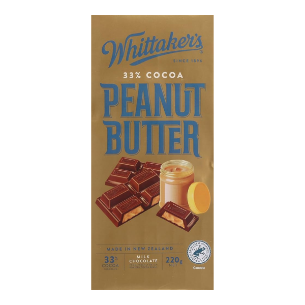 Whittaker’s 33% Cocoa Peanut Butter, 220g