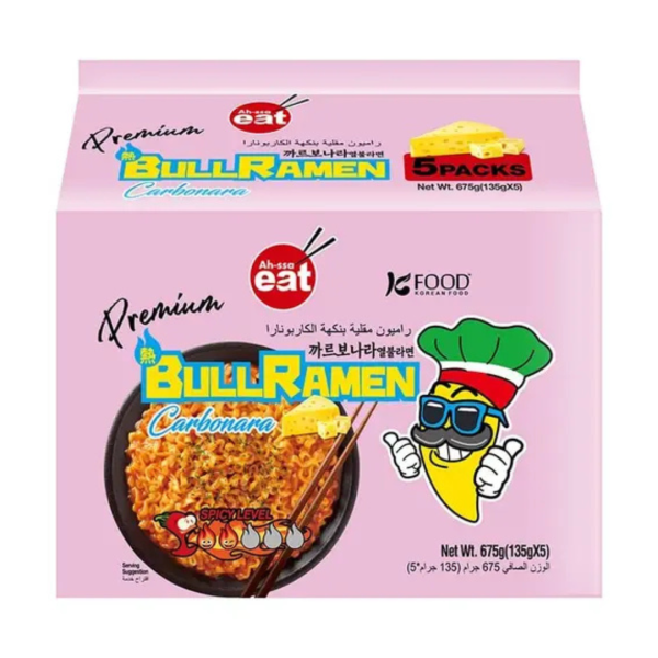 Ah-ssa Eat Bull Ramen Carbonara Hot Chicken Flavor, 5x135g