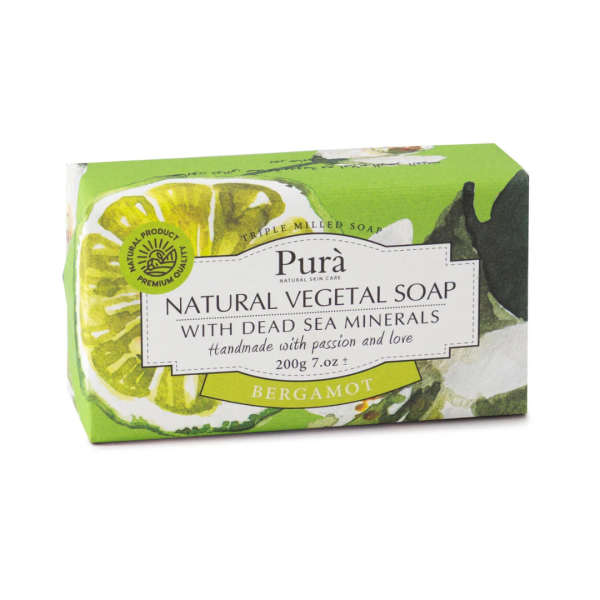 Pura Natural Vegetal Soap with Dead Sea Minerals Bergamot, 200g